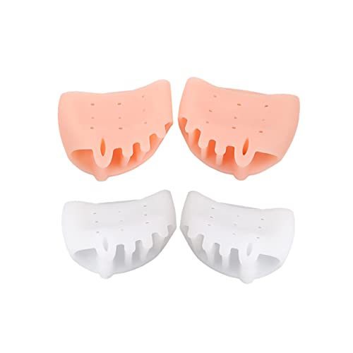 Didiseaon 2Pairs Gel Toe Separators for Bunions Silicone Toe Spacers and Splints Design White and Skin Color Comfortable Toe Stretcher for Foot Care and Pedicure