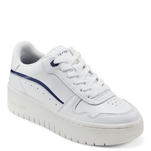 Easy Spirit Women's Onyx Sneaker, White Navy, 7.5