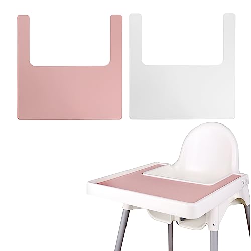 Manteles individuales para silla alta, 2 manteles individuales duraderos para silla alta IKEA, limpio e higiénico, adecuado para IKEA Antilop Highchai, para niños pequeños y bebés (rosa/blanco)