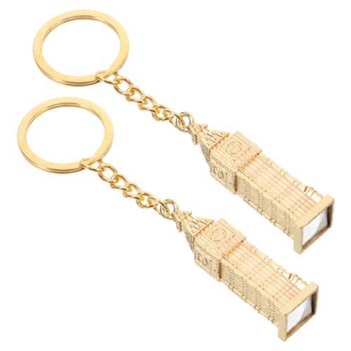 TOPBATHY 2 Piezas llavero del gran ben calcomanías de accesorios llavero de moda Llavero portátil lindo colgante decoración para llaves llavero estilo inglaterra Aleación de zinc Golden