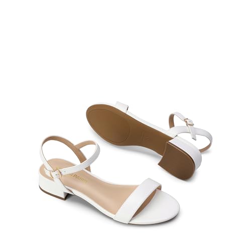 Image of DREAM PAIRS Women Black White Nude Clear Sandals Low Heel Dressy Sandals Ankle Strap Open Toe Chunky Block Heeled Summer Classic Comfortable Flat Shoes