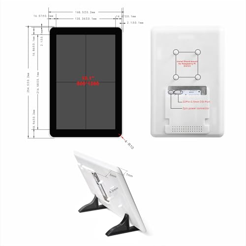 Image of OSOYOO 10.1 inch Raspberry Pi DSI Touchscreen Display | 800x1280 IPS Capacitive Touch | High-Speed 2 /4-Lane MIPI DSI | Easy Driver Setup | Supports Pi 5 /4 /3 /2 | Portable All-in-One Workstation