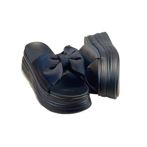 Womens Sandals Bowknot sandals thick-soled slippers for women casual outdoor wear fashionable all-match height-increasing sandals2