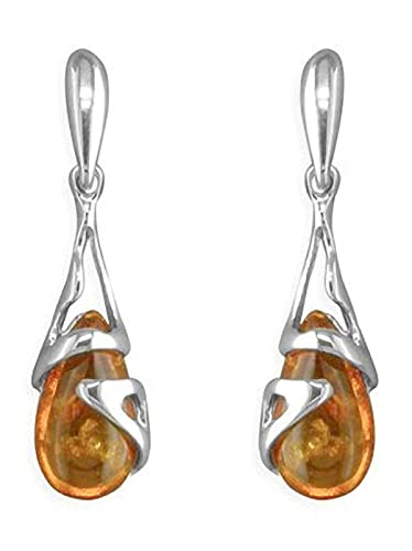Broche de plata de ley Juego de pendientes de ámbar - Art Deco inusual Juego de pendientes de ámbar Drop - Fancy pendientes de plata y turquesas - ideal para los amantes de los ámbar joyas Cover