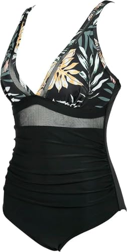 Maillot de bain monokini gainant à col en V plongeant léopard 3XL