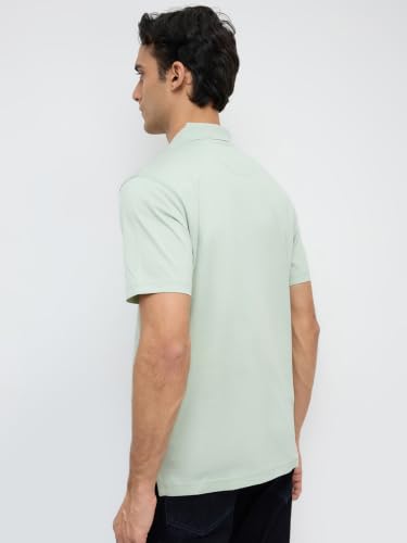 Image of Park Avenue Men Regular Fit Solid Pattern Pure Cotton Polo Neck Half Sleeve Casual T-Shirt