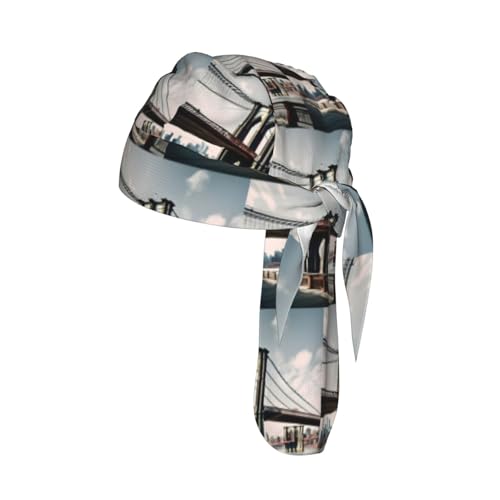 Brooklyn Bridge s Print Head Scarf Cycling Cap Under Helmet Breathable Quick Dry Tie Back Modern Fit Motorcycle Liner