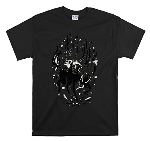 T-shirt loup finition artistique haut de gamme noir unisexe taille M