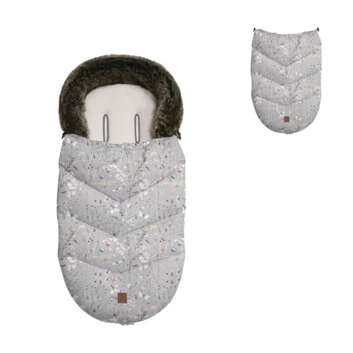 Kikkaboo - Saco de dormir para cochecito de piel de lujo extraíble, color gris claro