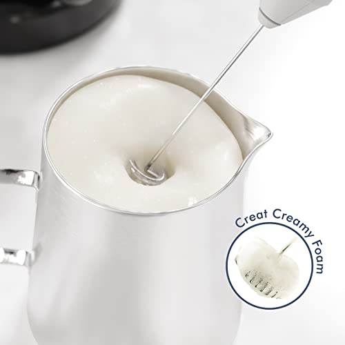 Image of Powerful Milk Frother Handheld Foam Maker, Mini Whisk Drink Mixer for Coffee, Cappuccino, Latte, Matcha, Hot Chocolate, No Stand, White