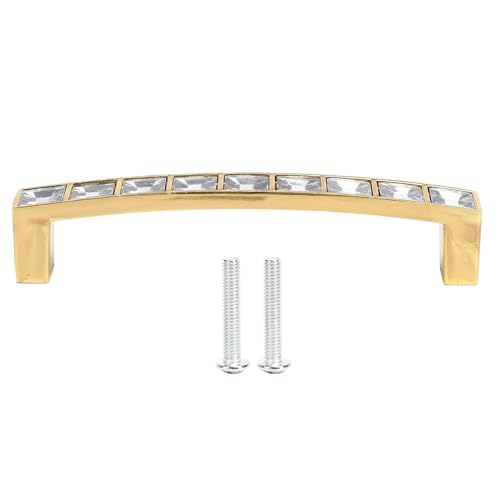 Cyrank Maniglie in cristallo dorato, maniglie per porte in cristallo trasparente con maniglie a doppio foro per armadio, cucina, camera da letto