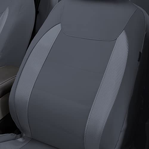 Flying Banner Car Seat Covers Protects Water Proof Faux Leather Carbon Fiber Front And Rear Bench Split 40/60 50/50 60/40(Gray Gray, Full Set - 8Pcs) #TOP3