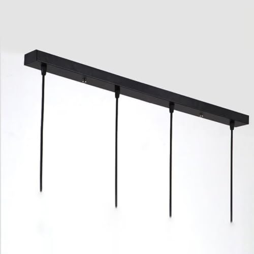 DESHOME Soporte Lámpara Techo Negro con Rosetón Metal 80cm - 4 Focos para Lámparas Colgantes, Embellecedor Florón Rotondo y Placa Montaje Kit Tejadillo