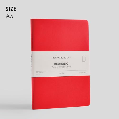 Image of myPAPERCLIP NeoBasic A5 Dot Grid Notebook | 80 GSM, 192 Pages | 250 GSM Soft Card Cover | A5 (5.83 inch x 8.27 inch) | Dotted Bullet Journal | Red