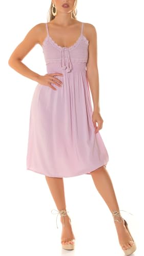 Robe mi-longue d'été respirante avec finitions crochet élégantes