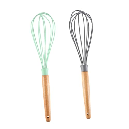 MUCKLILY 2個 ステンレス製手動エッグビーター 木製ハンドル付き 泡立て器 キッチン用 耐錆性 料理 ベーキング向け 使いやすい調理ツール