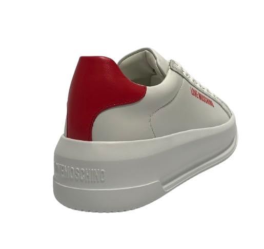 Moschino Love Eclipse 50 skórzane buty do sneakersów, biało-czerwone, DS26MO06 JA15065G1OIAH10C
