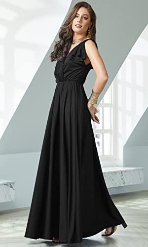 KOH KOH Womens 2025 Long V-Neck Ruffle Sleeveless Bridesmaid Prom Gown Maxi Dress3