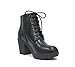 Soda Second Lug Sole Chunky Heel Combat Ankle Boot Lace up w/Side Zipper (8, Black PU)