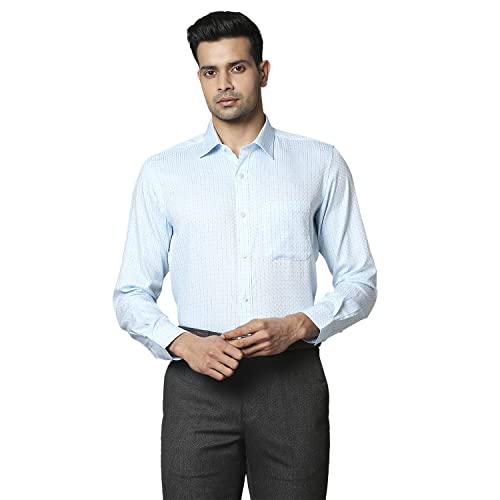 Image of Raymond Cotton Light Petrol Formal Shirt for Men