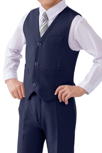 Image of Visaccy Boys Vest Kid Boy Formal Suit Vest for Wedding School | 3 Buttons,Fully Lined,Adjustable Waist,Toddler Boy Dress Vest