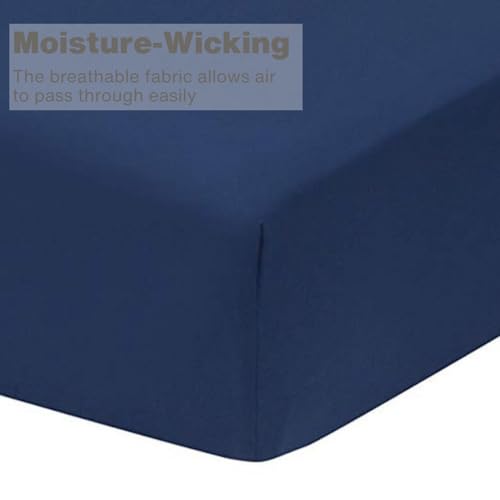 Image of Everyday Kids Fitted Crib Sheet, 100% Soft Breathable Microfiber Baby Sheet, Fits Standard Size Crib Mattress 28in x 52in, Navy Nursery Sheet