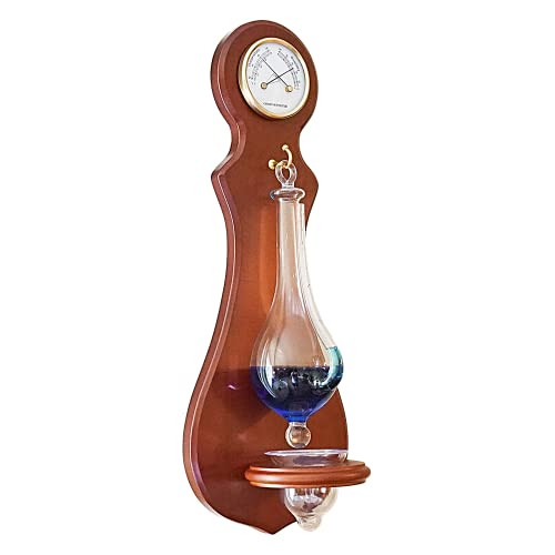 Ambient Weather BA212 Wall Mounted Weather Station with Thermometer, Hygrometer, and Barometer - Cherry Finish