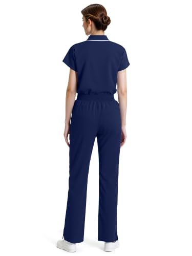 Image of Scrubs for Women, Short Length Zip Polo & Straight Pant 8 Pockets