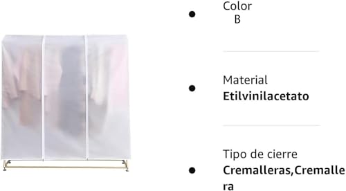 Funda para perchero, impermeable y antihumedad, para chaquetas, abrigos y trajes, ideal para almacenamiento de armario, 180 x 50 x 150 cm