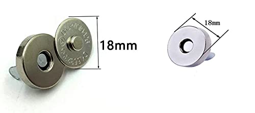 Image of Nimida Magnetic Button Snaps Clasps Fasteners Closure 18 mm for Sewing, Clutch, Purses, Tote, Handbags, Clothes, Leather Bags (10, Silver)