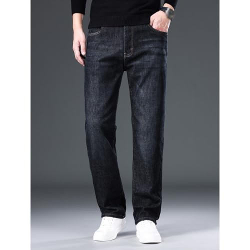 Spring and Autumn Jeans Loose Straight Leg Pants Versatile Elastic Pants(41) Blue3