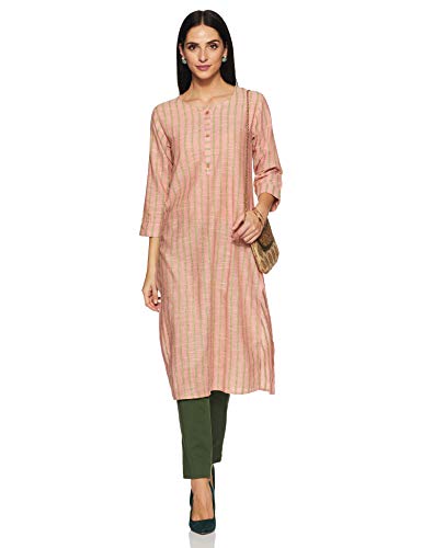 Image of Varanga Women's Cotton Straight Kurta (VAR1191406 Peach Xx-Large)