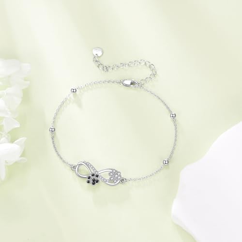 Image of POPLYKE Ladybug /Dragonfly /Bee /Paw Bracelet for Women Sterling SIlver Bracelet /Anklet Jewelry Gift for Women
