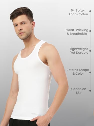 Image of Freecultr Vest for Men | Bamboo Sleeveless Super Soft Round Neck Gym Comfort Vests | Workout Regular Fit Innerwear | Breathable Sando with Long Hemline | Set of Three Pieces