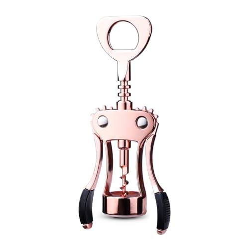 Drincarier Wine Opener, Zinc Alloy Premium Wing Corkscrew with Multifunctional Bottles Opener, Sharp Wine Corkscrew with Ergonomic Non-Slip Wing Handle, Upgrade