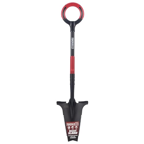 Root Slayer RS220 Heavy Duty Garden Shovel with Serrated Blade for Digging and Root Removal Steel Spade