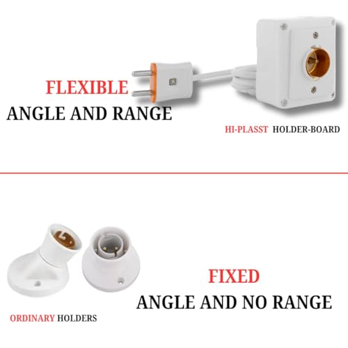 Image of HI PLASST PVC Bulb Holder Board 2 Meter Extension | B22 Holder Socket for LED /CFL Bulbs | Portable Extension Board with Bulb Holder for Home, Shop, Outdoor Lighting | Durable PVC Body