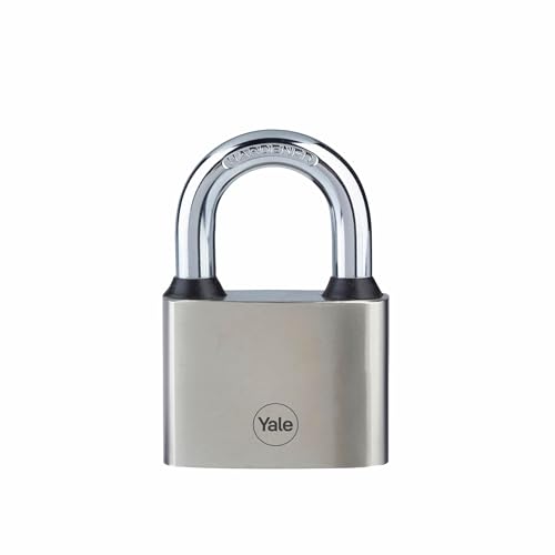 Yale Y112/50/132/1 Padlock for Main Gate 50mm Iron Disc Home Door Lock with 3 Retaining Keys | Hardened Steel Shackle Padlocks for Home Door | Lock and Keys Locks for Home (Silver Finish)