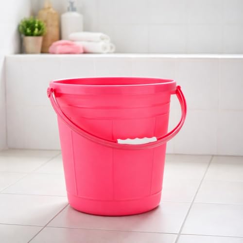 Image of Nayasa Frosty Deluxe Plastic Water Bucket 22L | Bathroom Water Storage Bucket | Lightweight Yet Strong and Rigid | No. 22 Medium | Pink