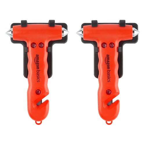 Image of Amazon Basics Emergency Seat Belt Cutter and Window Hammer Tool, Car Accessories, Pack of 2