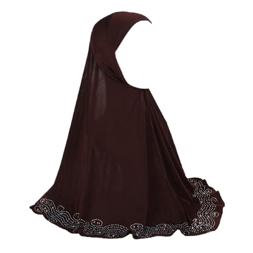 ZGMYC Women Shiny Rhinestones Muslim Hijab Elegant Long Turban Cap Head Wrap Scarf