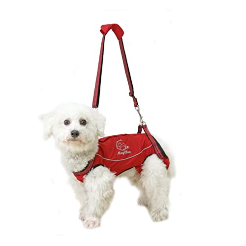MayChanメイチャン 歩行補助ハーネス二代目 3M反射材 ペットスリング キャリアー 老犬介護バッグ 犬用バッグ 老犬の介護に 脚の怪我に 足腰の弱くなった老犬に ペット用品 小型犬 中型犬(6, レッド(アップグレード))