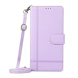 VQWQ Coque pour Redmi Note 12 Pro Plus 5G - 1.5M Réglable Lanyard Miroir Cuir Étui Portefeuille à Rabat Magnetique Housse Support Cartes Poche Case pour Xiaomi Redmi Note 12 Pro Plus 5G [JZ] -Purple