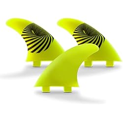 Perchero Quillas Surf E8 FIN SYSTEM - Pack de 3 Quillas para Tabla de Surf FCS - Aletas de Talla M - Incluye Accesorios como Llave para Cambiarlas y Bolsa - Color Amarillo