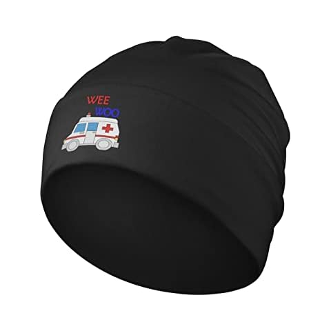 DARLEKS Wee Woo Ambulance Amr Funny EMS EMT Paramedic Fashion Hat,Stretchy Knit Beanies for Men Women Winter Hat Hedging Caps Black Cover