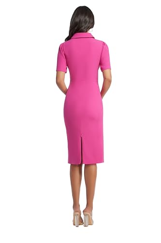 Image of Dress The Population Women's Gloria Collared Zip Neck Short Sleeve Bodycon Midi Dress