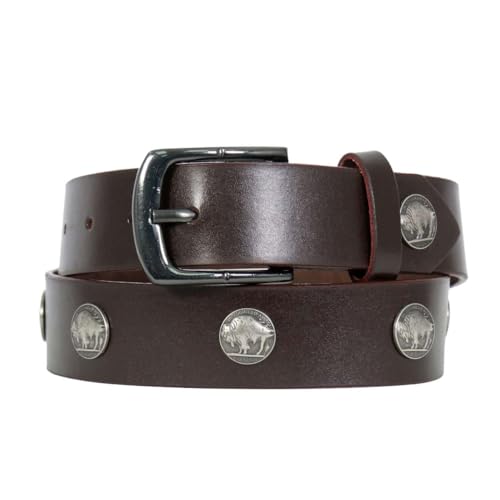 Hot Leathers Buffalo Nickel Brown Leather Belt BLA1131-38