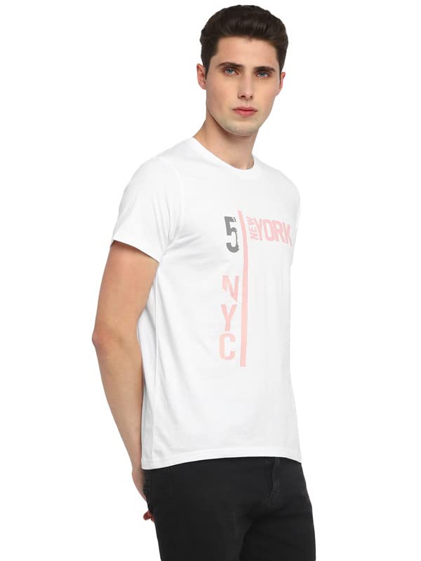 Image of AMERICAN CREW Printed Round Neck T-Shirt for Men