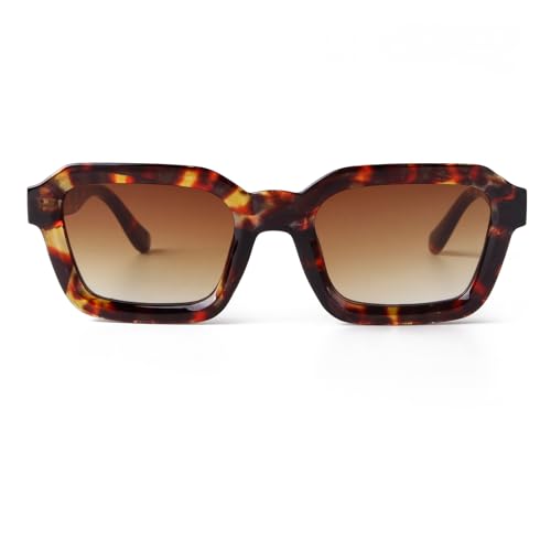 Image of Laurinny Trendy Rectangle Square Sunglasses for Women Retro Square Frame 90s Sun Glasses(Tortoise Shell/Gradient Brown)