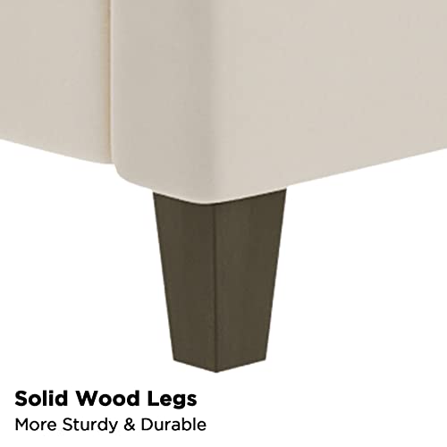 Jocisland King Bed Frame Upholstered Bed Wingback Headboard Velvet Tufted Deep Button/No Box Spring Needed/Easy Assembly/Cream #TOP6